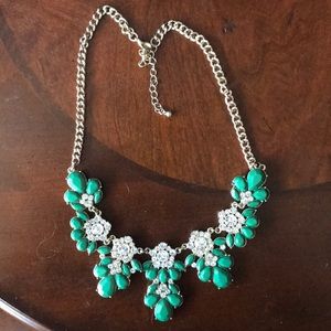 Green & crystal statement necklace